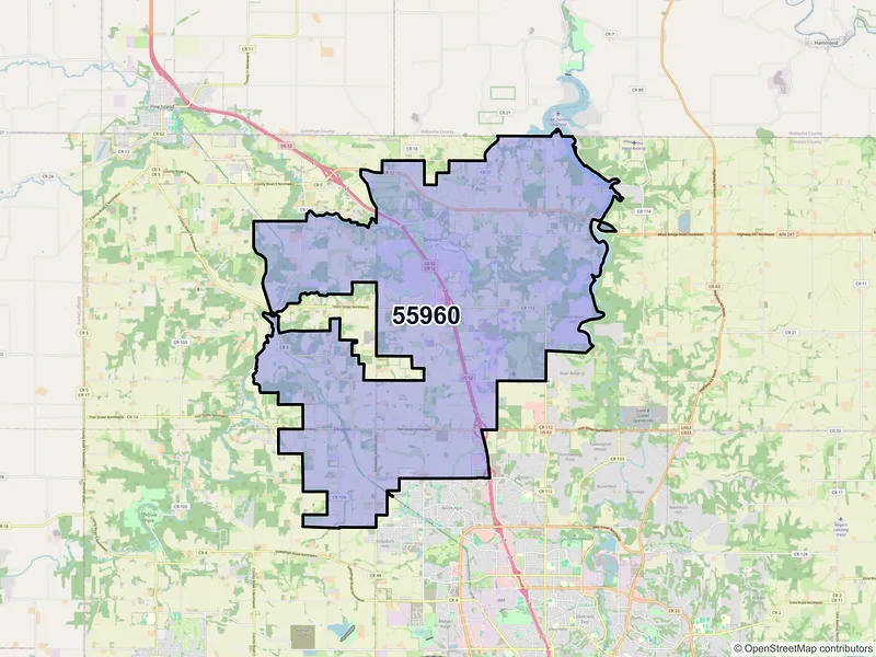 Map of ZIP Code 55960 — Oronoco, MN