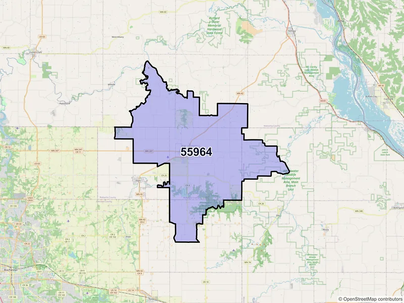 Map of ZIP Code 55964 — Plainview, MN