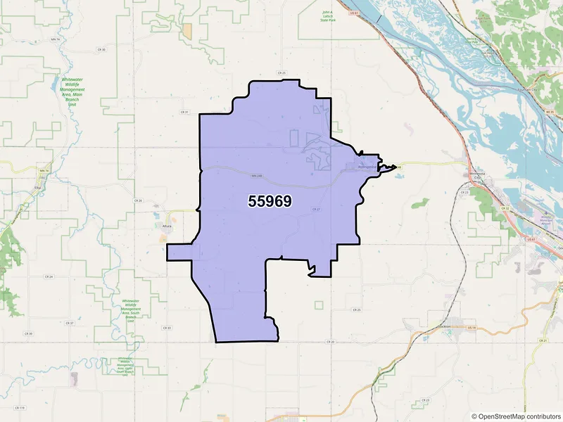 Map of Rollingstone, Minnesota and ZIP codes