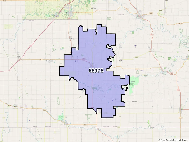 Map of Spring Valley, Minnesota and ZIP codes