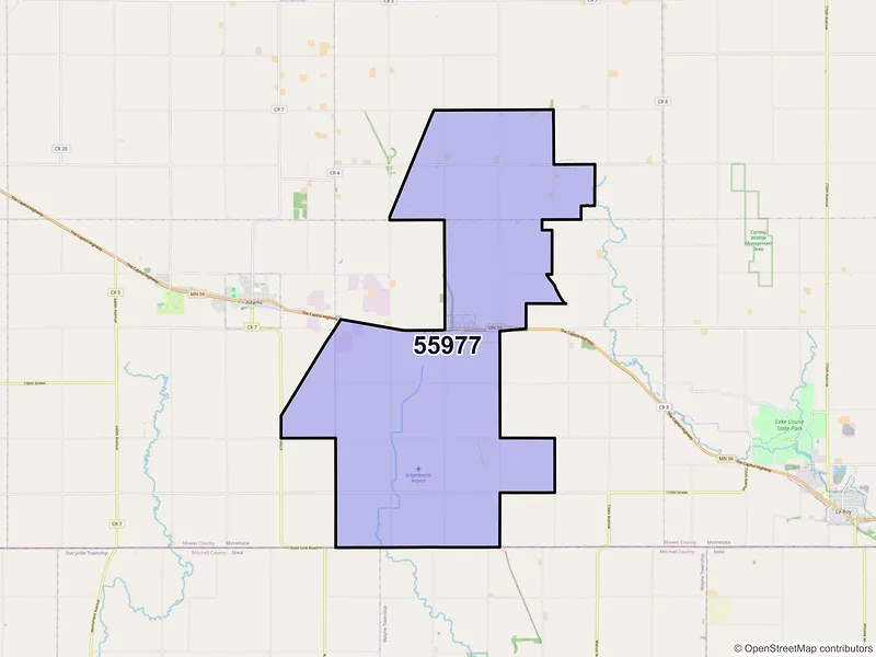 Map of Taopi, Minnesota and ZIP codes