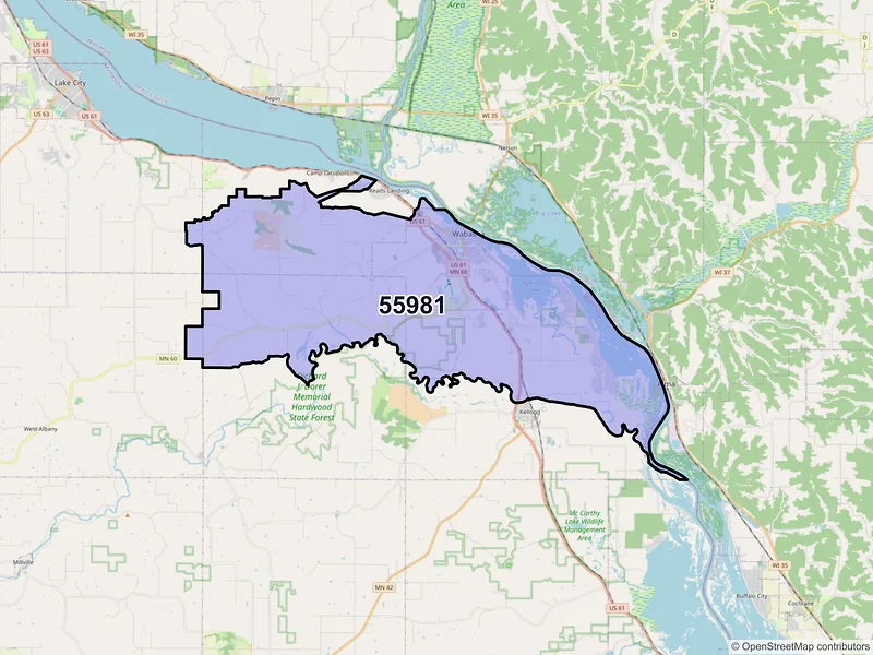 Map of ZIP Code 55981 — Wabasha, MN