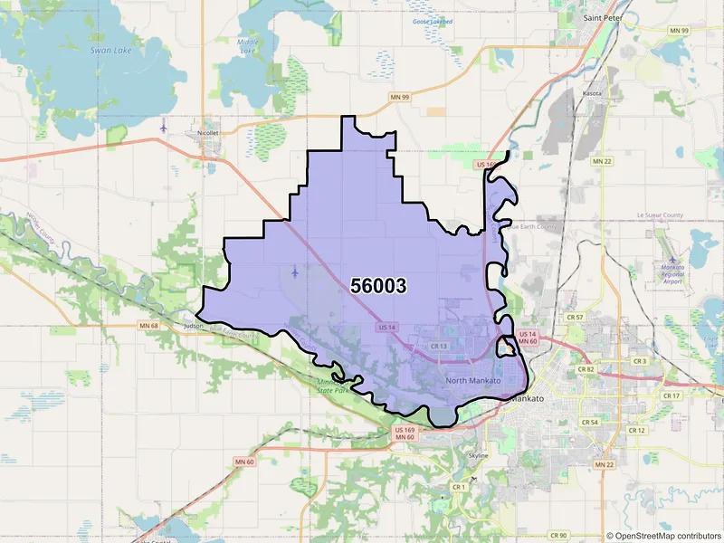 Map of ZIP Code 56003 — Mankato, MN