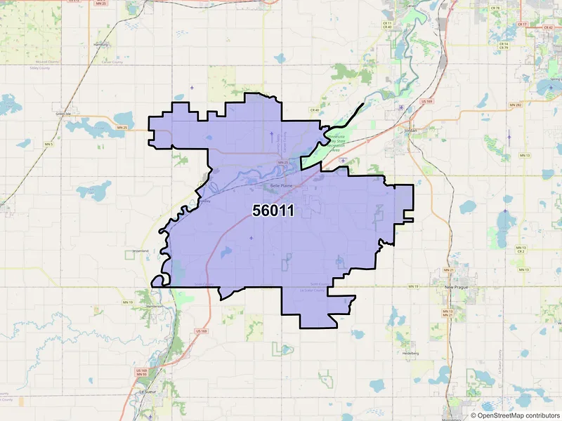 Map of ZIP Code 56011 — Belle Plaine, MN