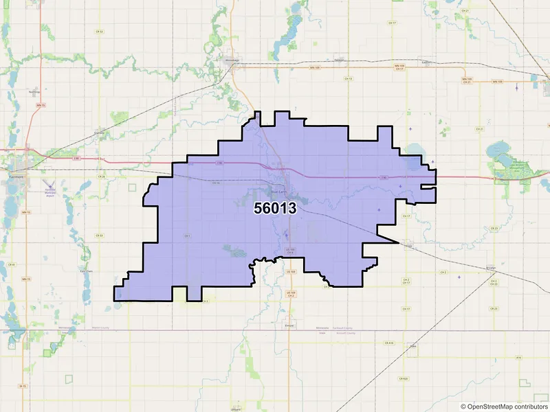 Map of ZIP Code 56013 — Blue Earth, MN