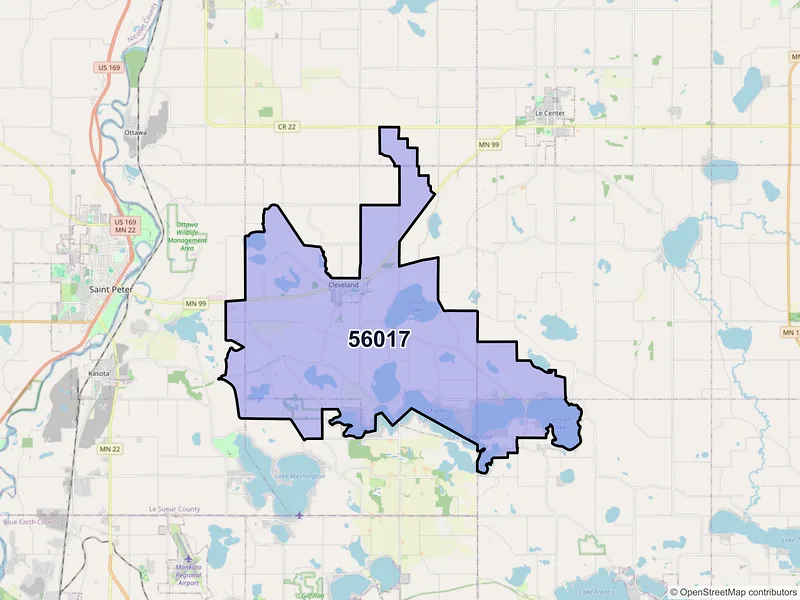 Map of ZIP Code 56017 — Cleveland, MN