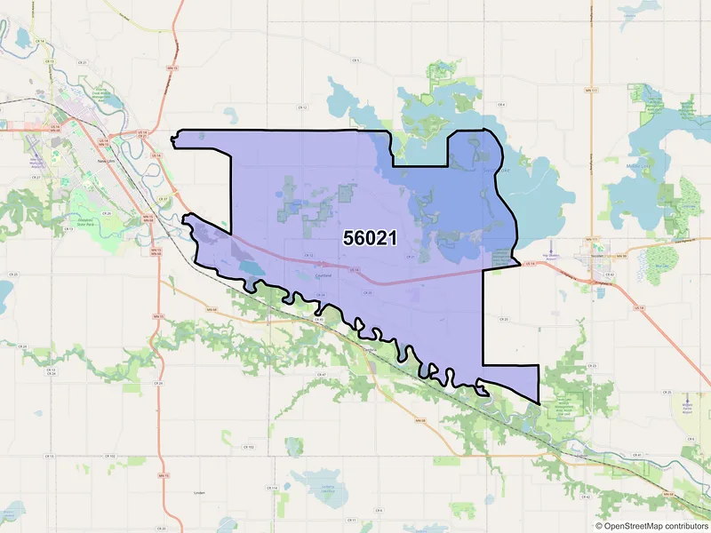 Map of ZIP Code 56021 — Courtland, MN