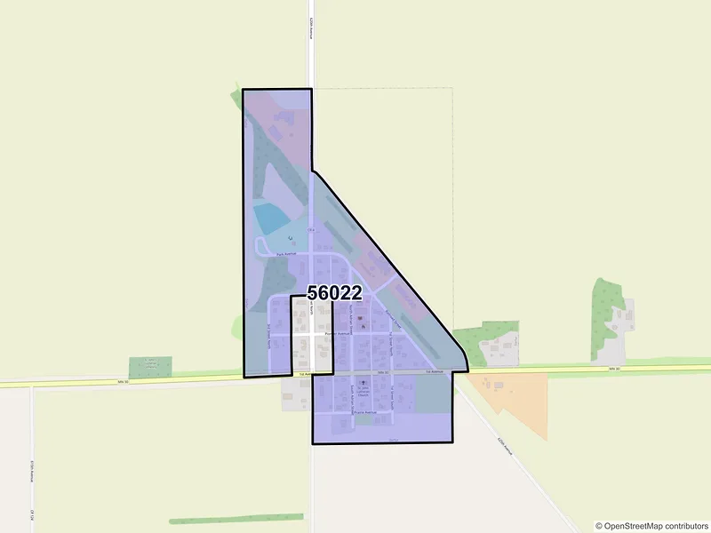 Map of Darfur, Minnesota and ZIP codes