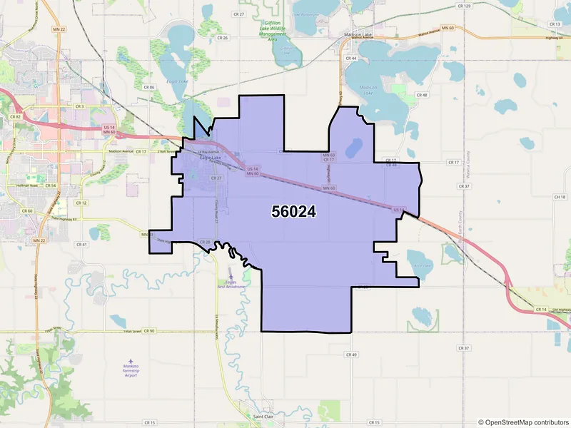 Map of Eagle Lake, Minnesota and ZIP codes