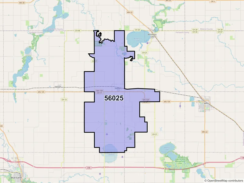 Map of ZIP Code 56025 — Easton, MN
