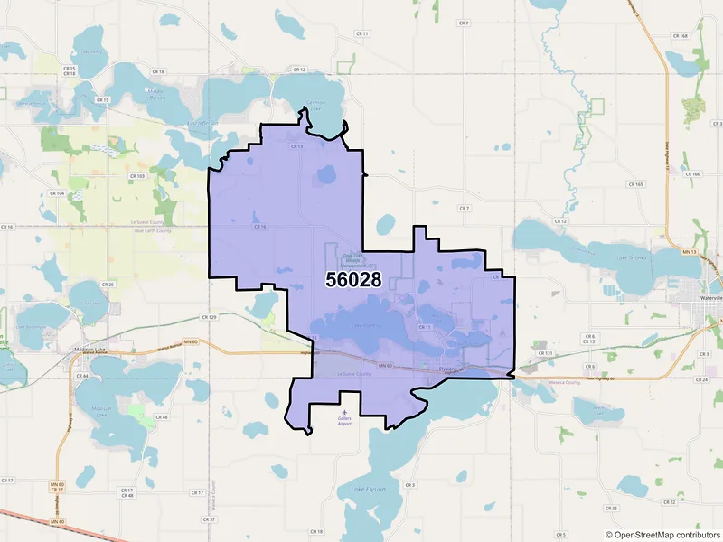 Map of ZIP Code 56028 — Elysian, MN