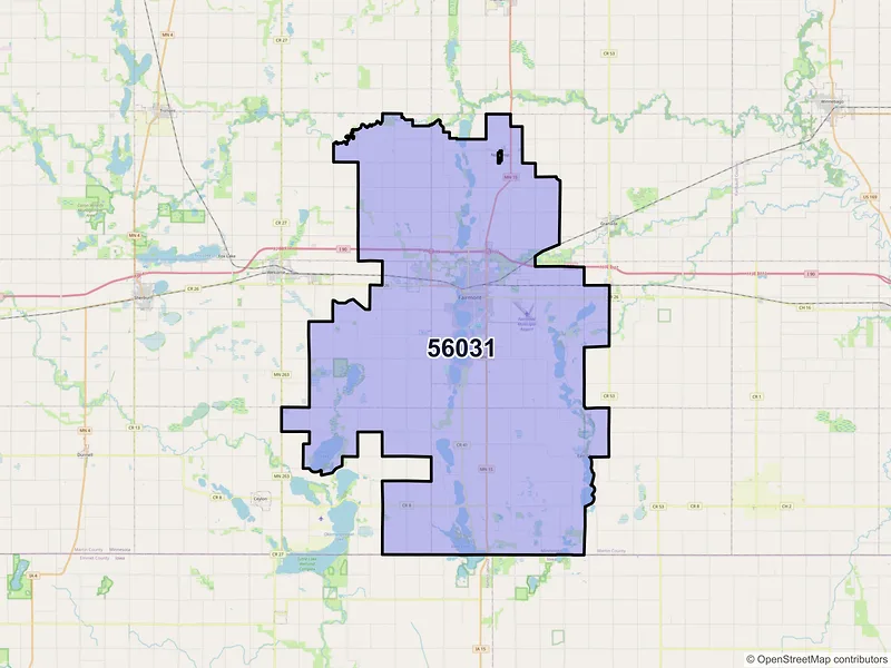 Map of ZIP Code 56031 — Fairmont, MN