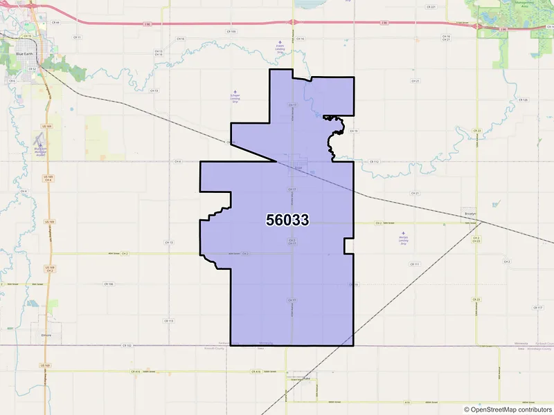 Map of ZIP Code 56033 — Frost, MN