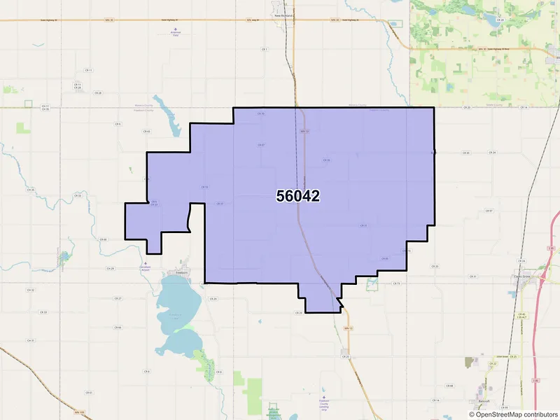Map of ZIP Code 56042 — Hartland, MN