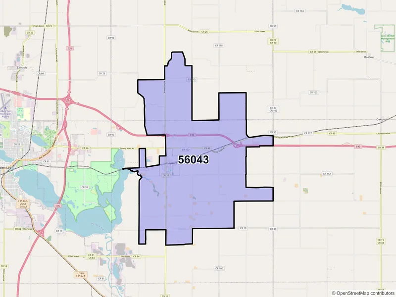 Map of ZIP Code 56043 — Hayward, MN