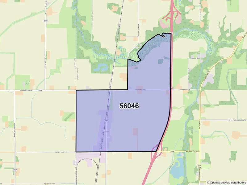 Map of Hope, Minnesota and ZIP codes