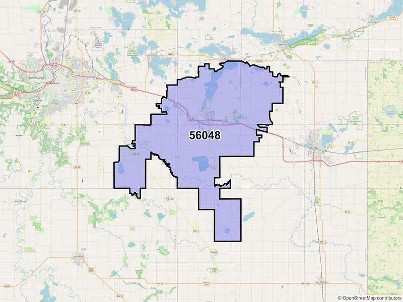 Map of ZIP Code 56048 — Janesville, MN