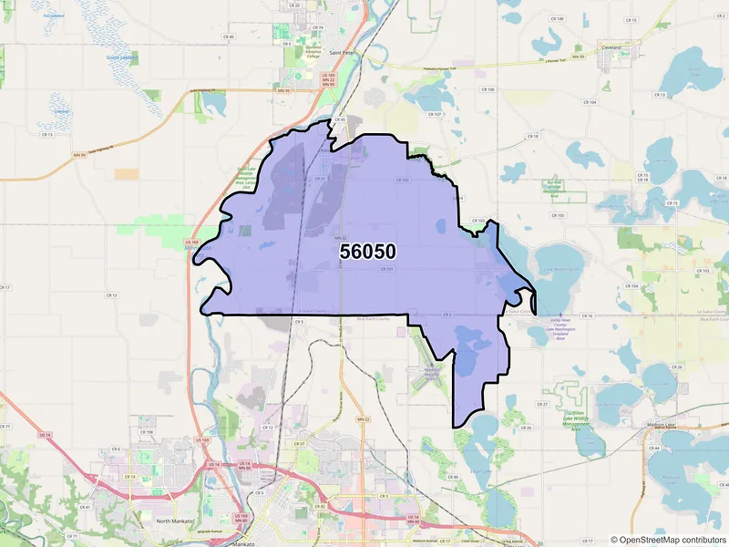 Map of ZIP Code 56050 — Kasota, MN