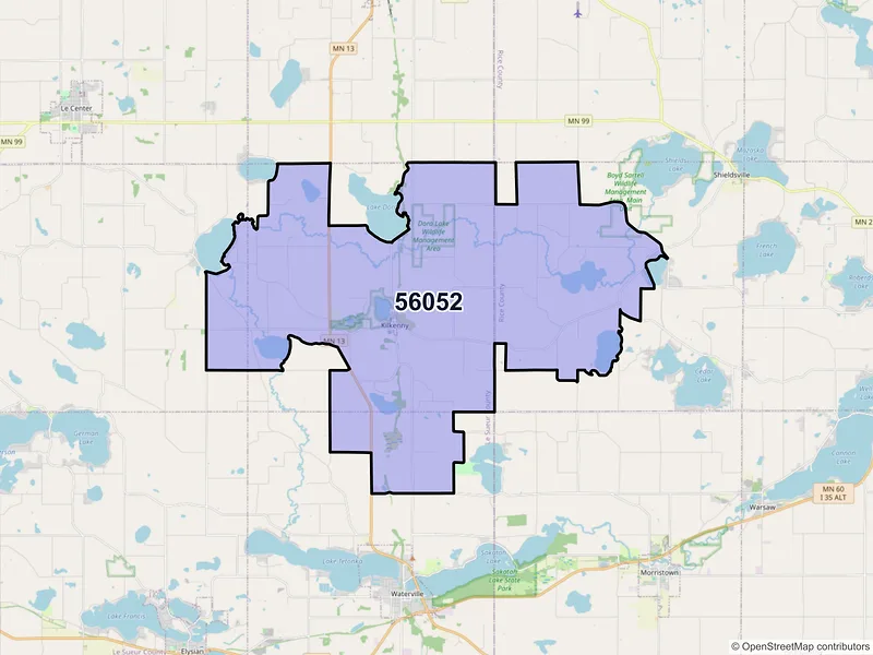 Map of ZIP Code 56052 — Kilkenny, MN