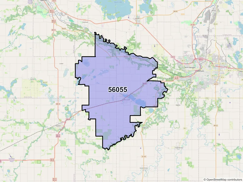 Map of ZIP Code 56055 — Lake Crystal, MN