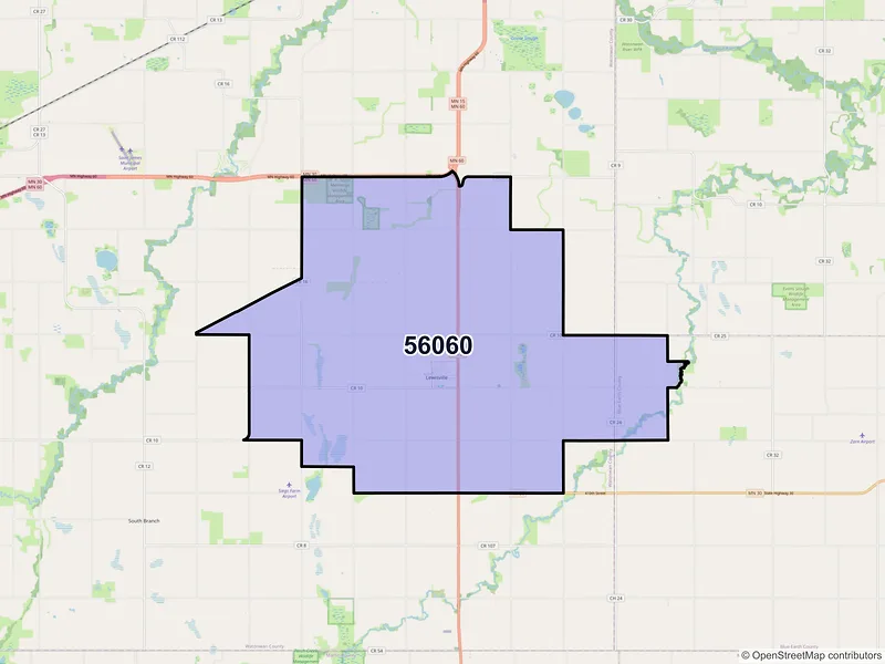 Map of ZIP Code 56060 — Lewisville, MN