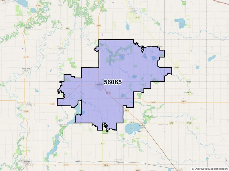 Map of Mapleton, Minnesota and ZIP codes