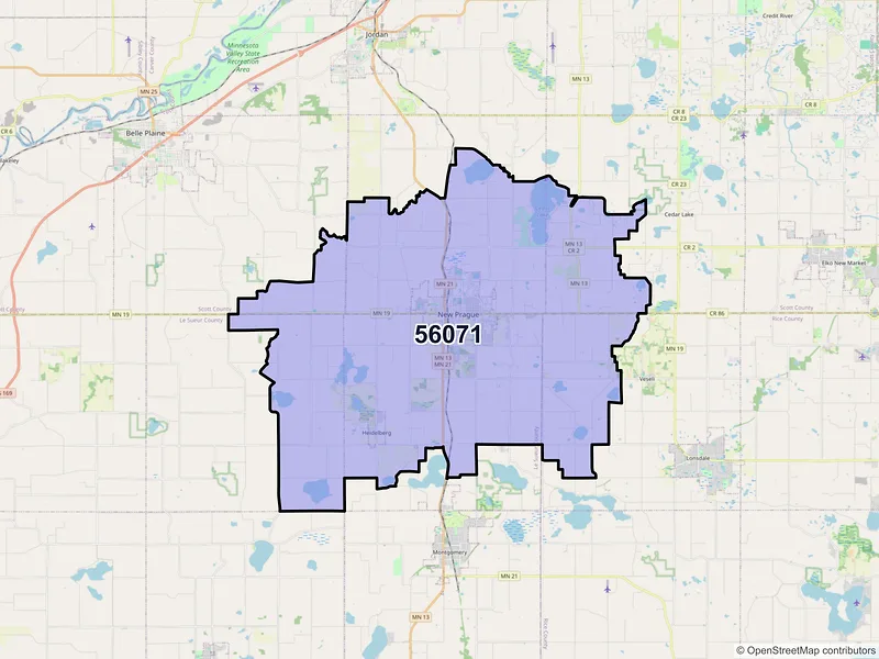 Map of ZIP Code 56071 — New Prague, MN
