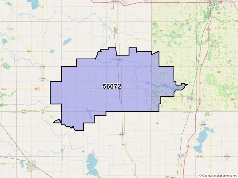 Map of New Richland, Minnesota and ZIP codes