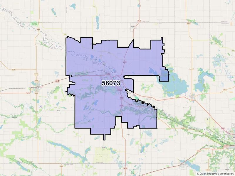 Map of ZIP Code 56073 — New Ulm, MN