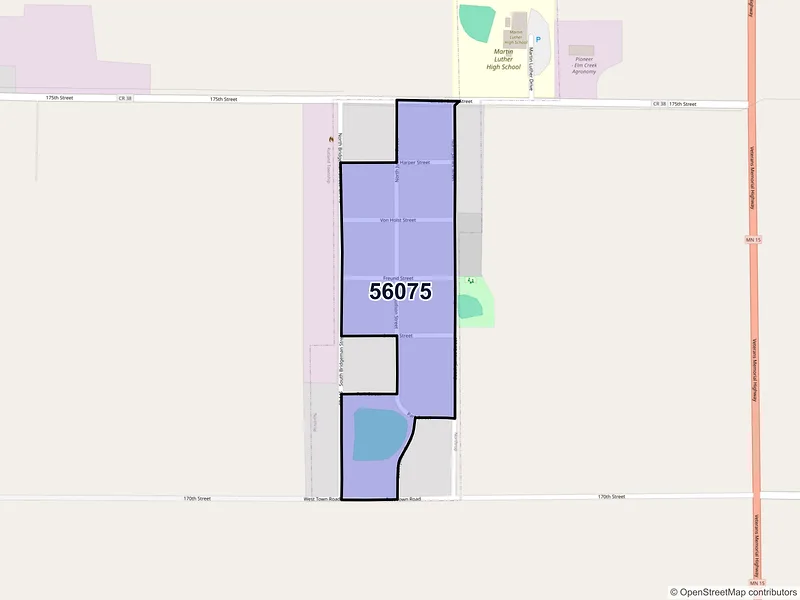 Map of Northrop, Minnesota and ZIP codes