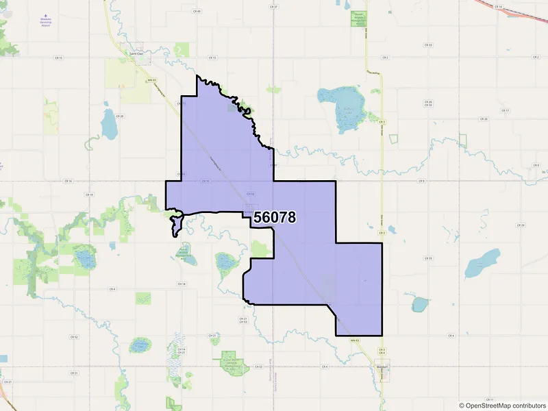Map of ZIP Code 56078 — Pemberton, MN