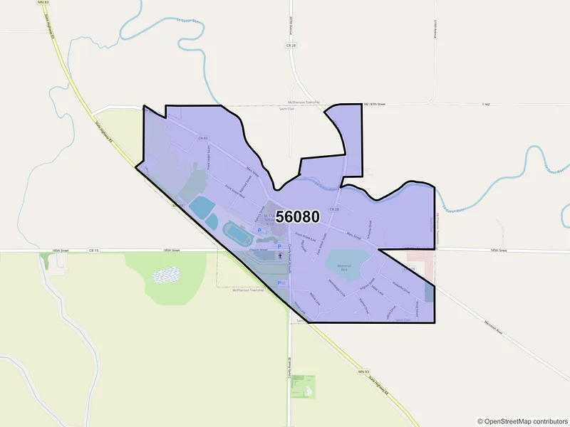 Map of Saint Clair, Minnesota and ZIP codes