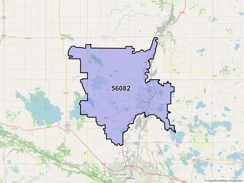 Map of ZIP Code 56082 — Saint Peter, MN