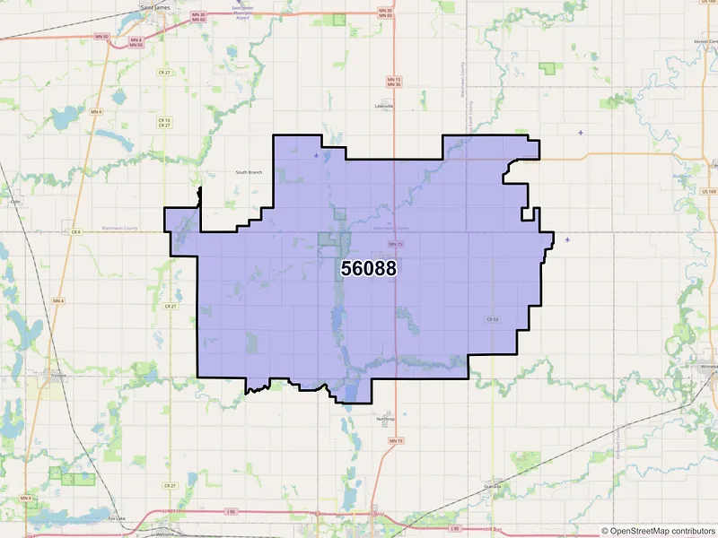 Map of ZIP Code 56088 — Truman, MN