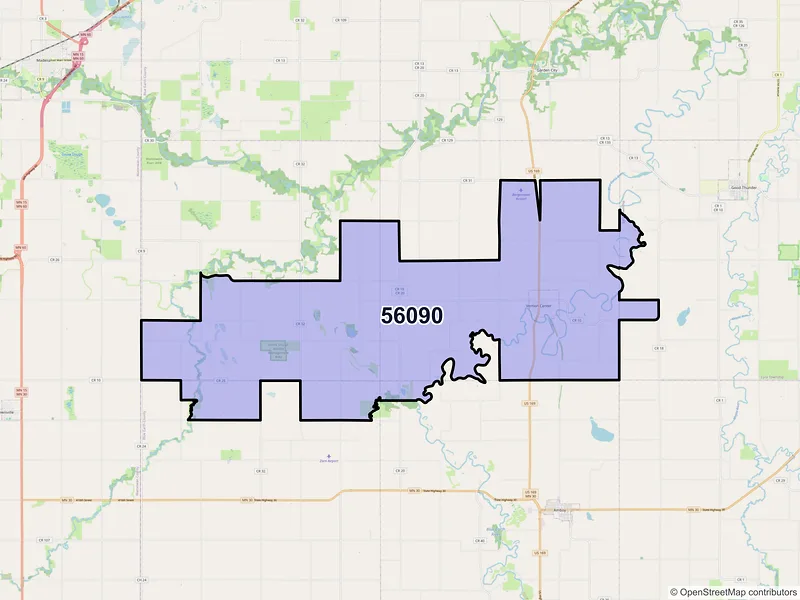 Map of ZIP Code 56090 — Vernon Center, MN