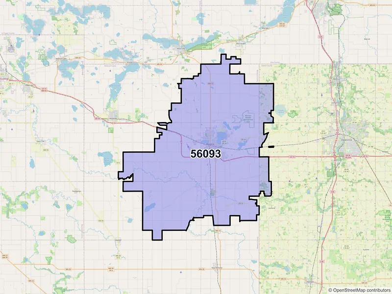 Map of ZIP Code 56093 — Waseca, MN