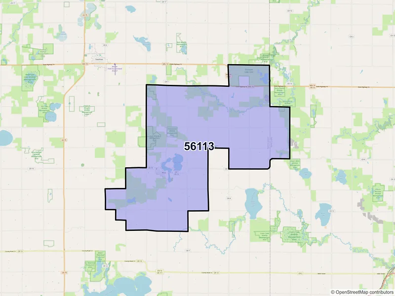 Map of ZIP Code 56113 — Arco, MN