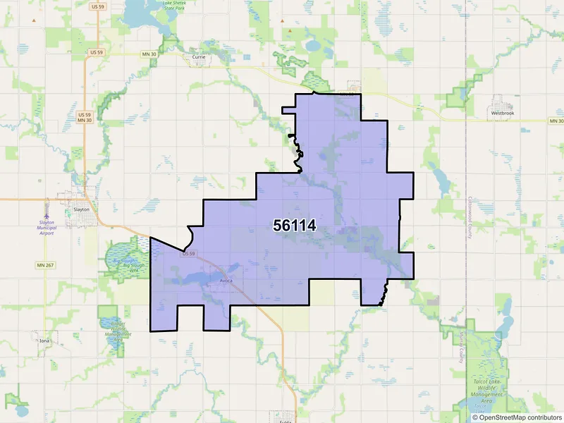 Map of ZIP Code 56114 — Avoca, MN
