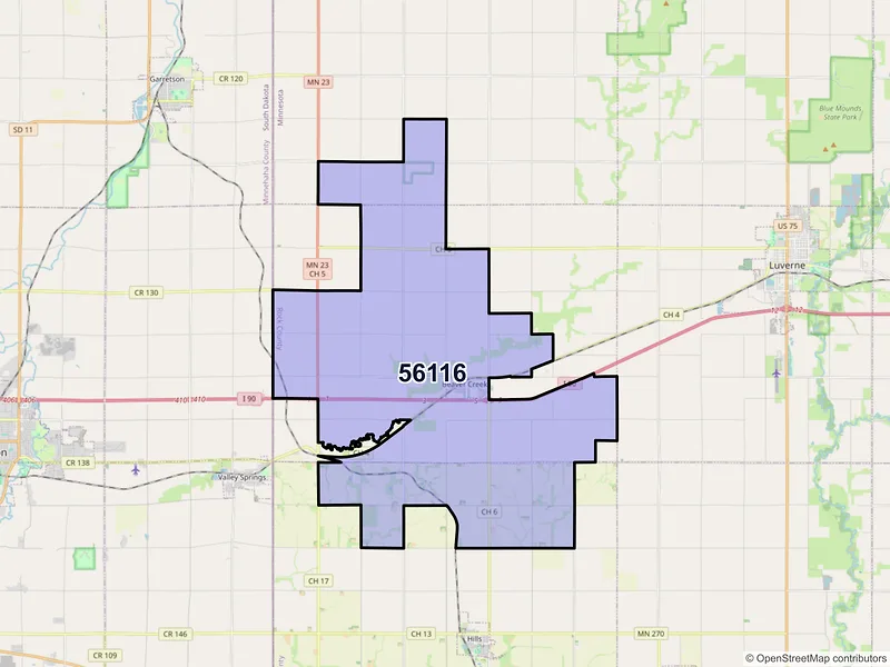 Map of ZIP Code 56116 — Beaver Creek, MN