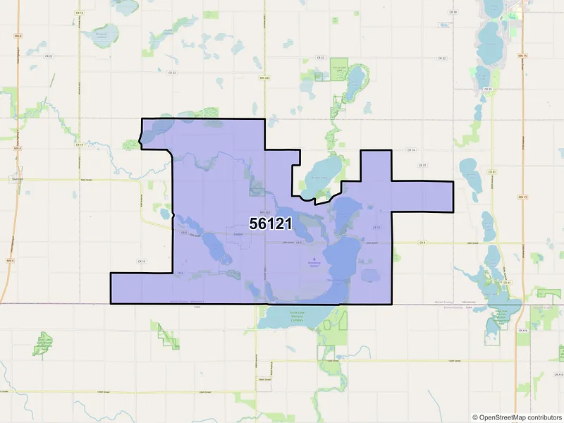 Map of ZIP Code 56121 — Ceylon, MN