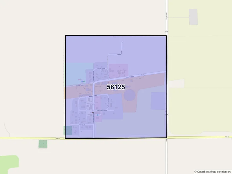 Map of ZIP Code 56125 — Dovray, MN