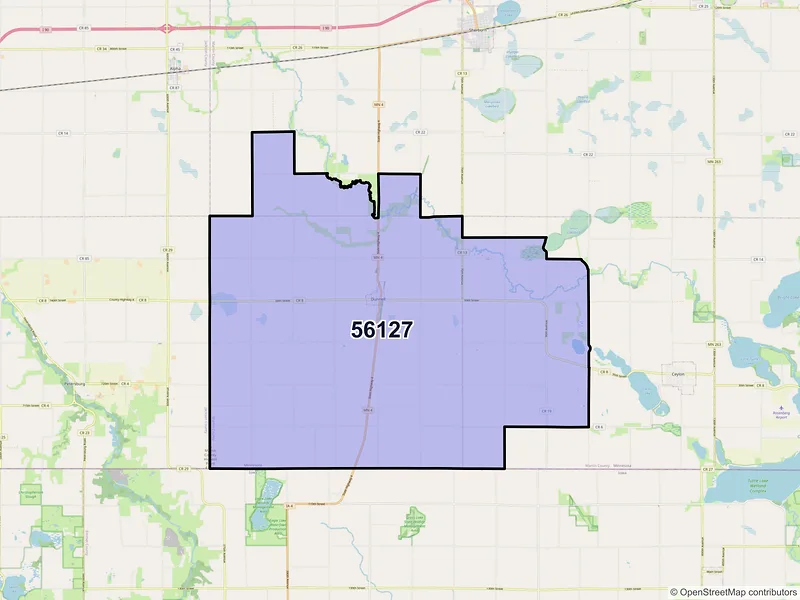 Map of ZIP Code 56127 — Dunnell, MN