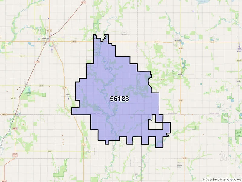 Map of ZIP Code 56128 — Edgerton, MN