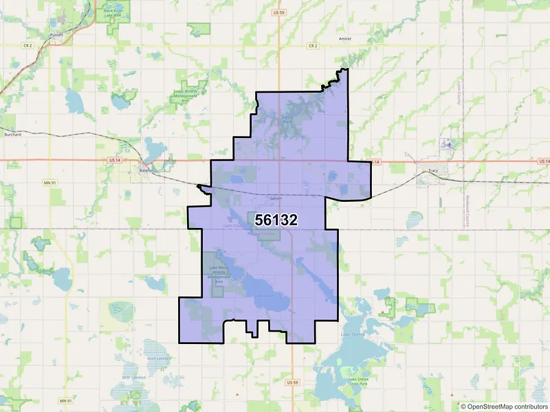 Map of ZIP Code 56132 — Garvin, MN