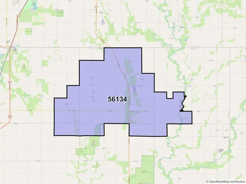 Map of ZIP Code 56134 — Hardwick, MN