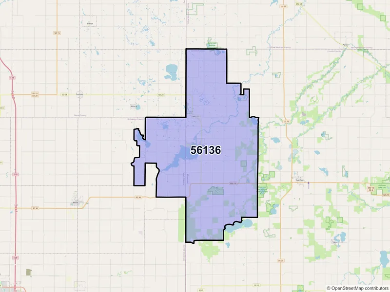 Map of ZIP Code 56136 — Hendricks, MN