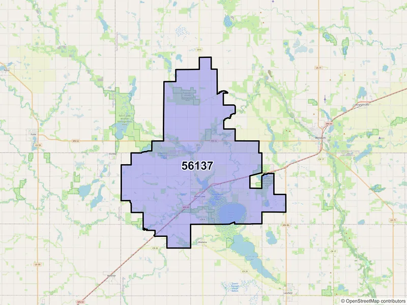 Map of ZIP Code 56137 — Heron Lake, MN