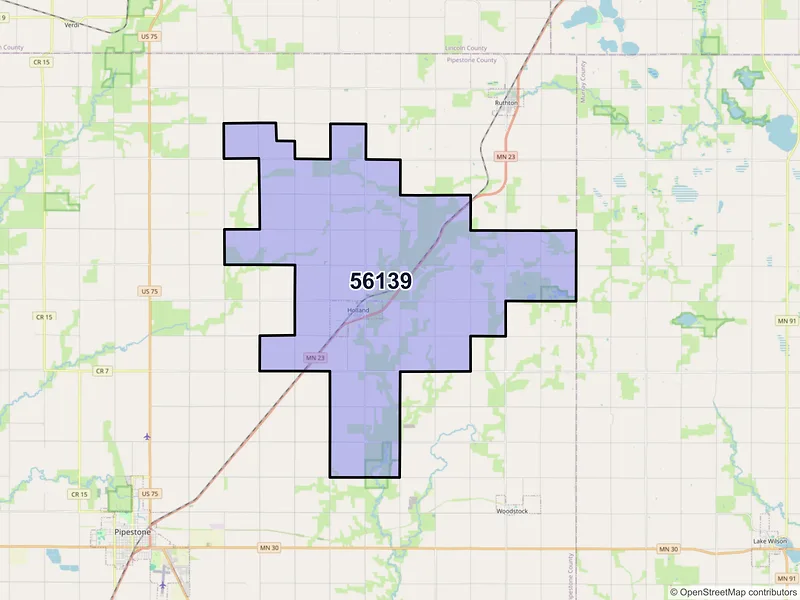 Map of ZIP Code 56139 — Holland, MN