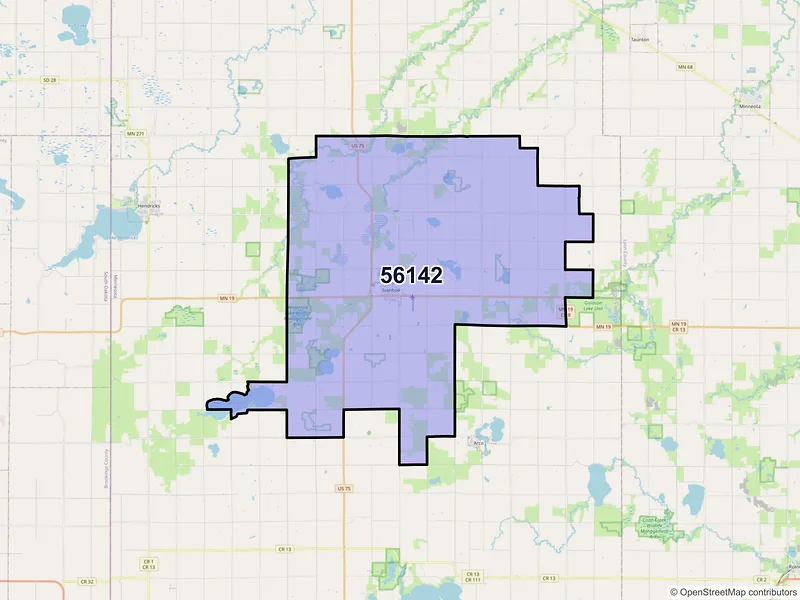 Map of ZIP Code 56142 — Ivanhoe, MN