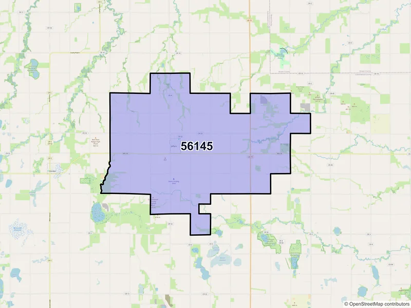 Map of ZIP Code 56145 — Jeffers, MN